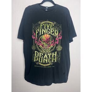 Five Finger Death Punch Black Short Sleeve T-Shirt Size XL Bay Island Skull